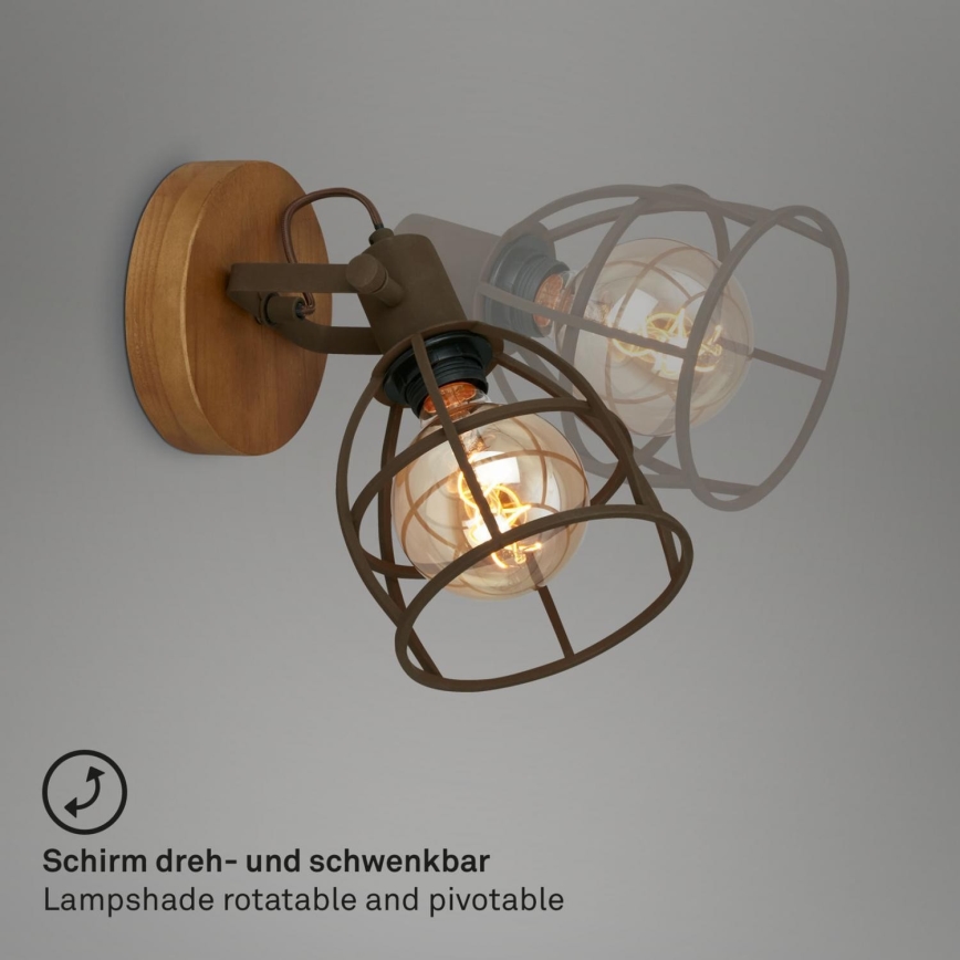 Briloner 2670-014 - Wall spotlight RETRO 1xE27/25W/230V brown