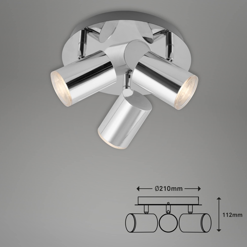 Briloner 2731-038 - CUP 3xGU10/5W/230V Spotlight, Polished Chrome