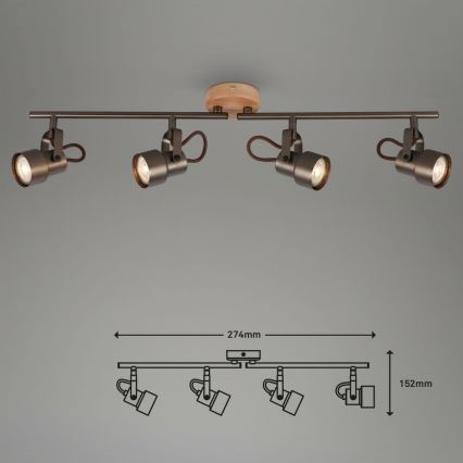 Briloner 2872-045 - LED Spotlight TAHUN 4xGU10/5W/230V 3000K brown