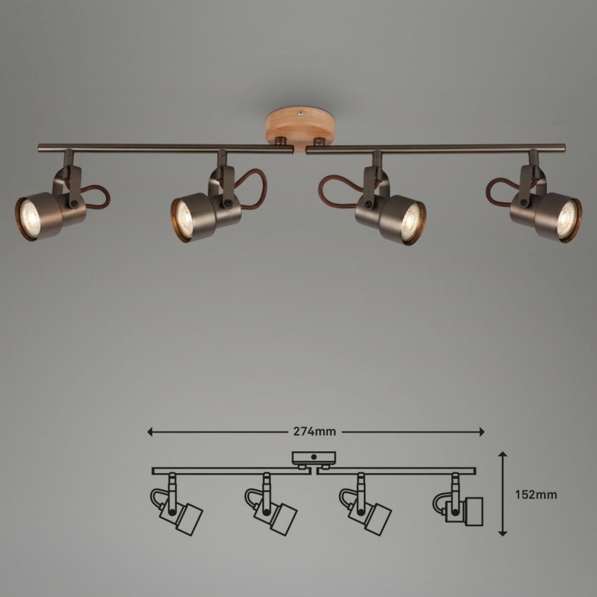 Briloner 2872-045 - LED Spotlight TAHUN 4xGU10/5W/230V 3000K brown