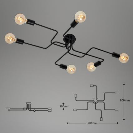 Briloner 2887-065 - Surface-mounted chandelier FARETTO 6xE27/60W/230V