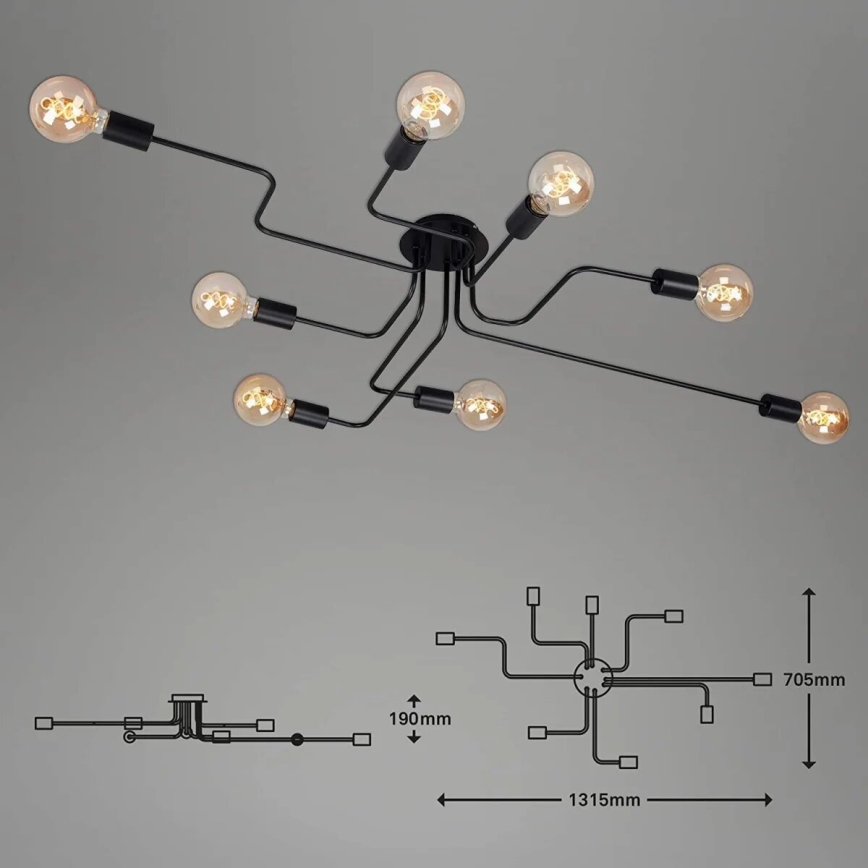 Briloner 2888-085 - Surface-mounted chandelier FARETTO 8xE27/60W/230V black