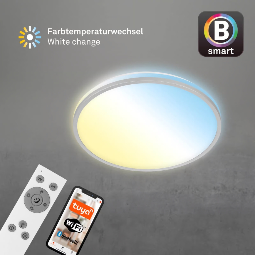 Briloner 3064-014 - IVY LED Dimmable Ceiling Light, 24W/230V, Wi-Fi Tuya, Ø 33.3 cm + Remote Control