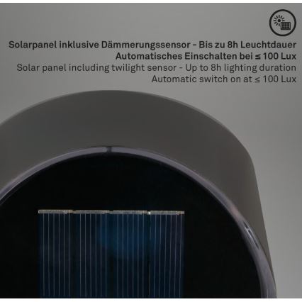Briloner 3133015 - LED Solar wall light LED/2W/3,7V IP44 3000K