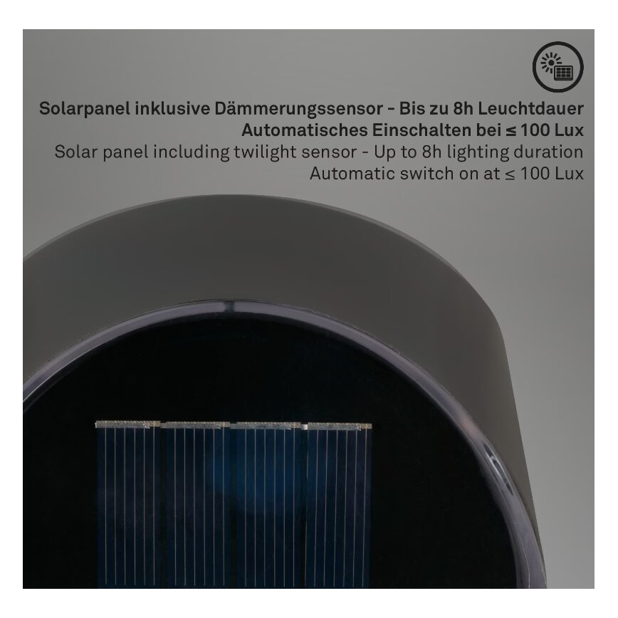 Briloner 3133015 - LED Solar wall light LED/2W/3,7V IP44 3000K