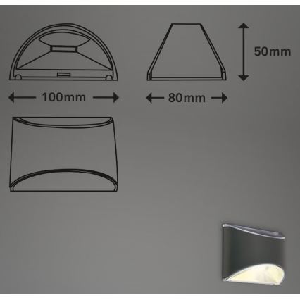 Briloner 3133015 - LED Solar wall light LED/2W/3,7V IP44 3000K