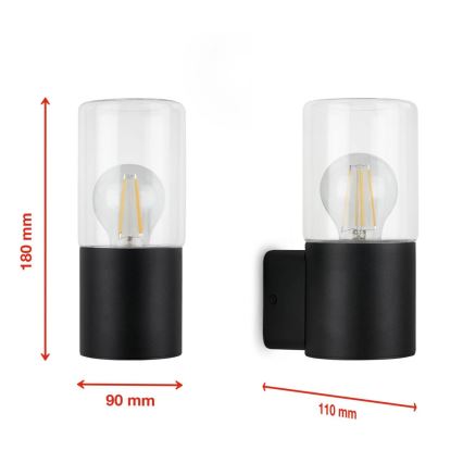 Briloner 320505TF - Outdoor wall light 1xE27/12W/230V IP44 black