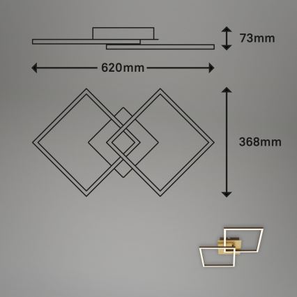 Briloner 3210-017 - LED Dimmable ceiling light FRAME 2xLED/11W/230V gold
