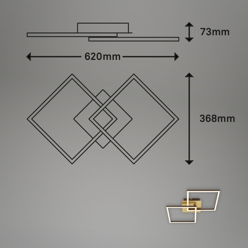 Briloner 3210-017 - LED Dimmable ceiling light FRAME 2xLED/11W/230V gold