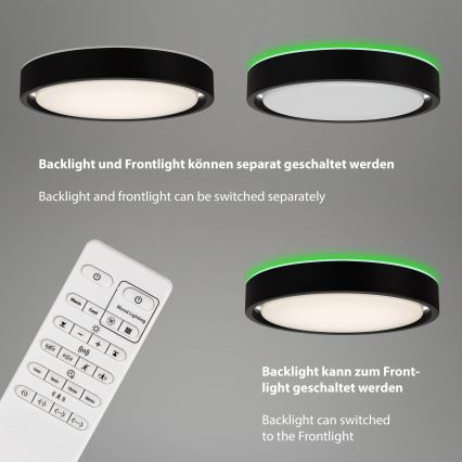 Briloner 3227-015 - LED RGB Dimmable ceiling light with sensor TALENA LED/24W/230V black + remote control