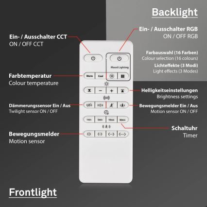 Briloner 3227-015 - LED RGB Dimmable ceiling light with sensor TALENA LED/24W/230V black + remote control
