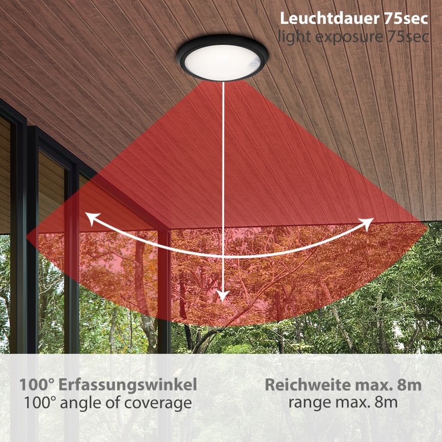 Briloner 3352-015 - LED Outdoor light with a sensor HELSINKI LED/12W/230V IP44