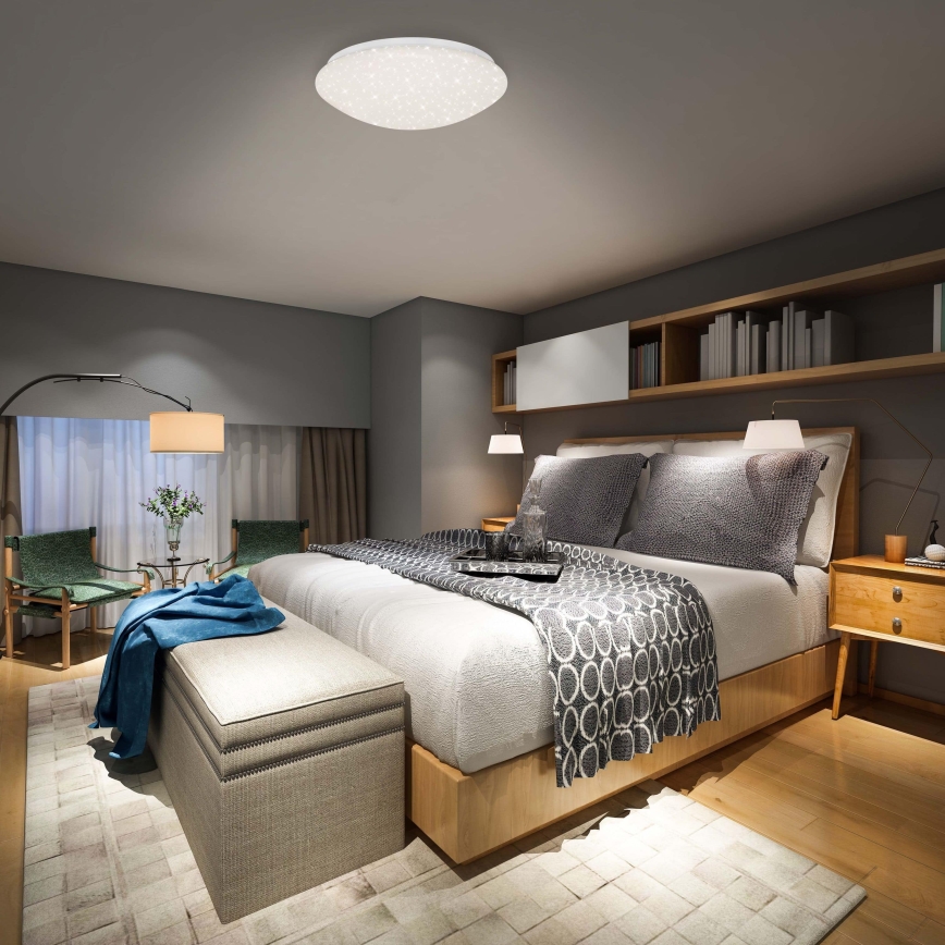 Briloner 3373-016 - STARRY LED Dimmable Ceiling Light LED/15W/230V 3000–6500K Ø 28 cm White + Remote Control