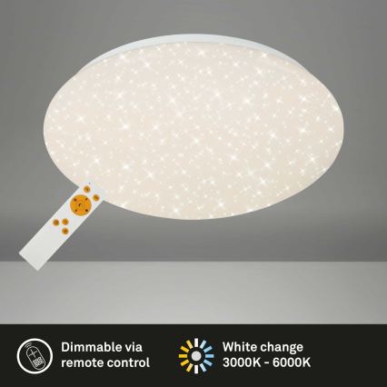 Briloner 3373-016 - STARRY LED Dimmable Ceiling Light LED/15W/230V 3000–6500K Ø 28 cm White + Remote Control