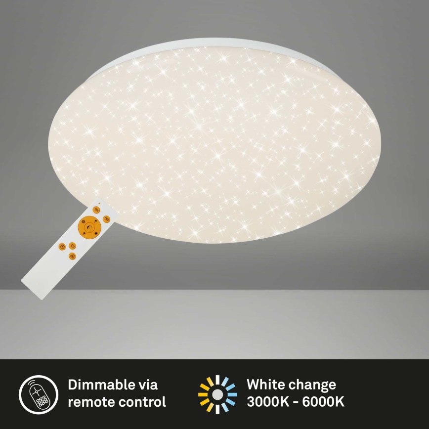 Briloner 3373-016 - STARRY LED Dimmable Ceiling Light LED/15W/230V 3000–6500K Ø 28 cm White + Remote Control