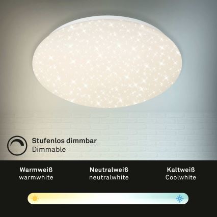 Briloner 3373-016 - STARRY LED Dimmable Ceiling Light LED/15W/230V 3000–6500K Ø 28 cm White + Remote Control