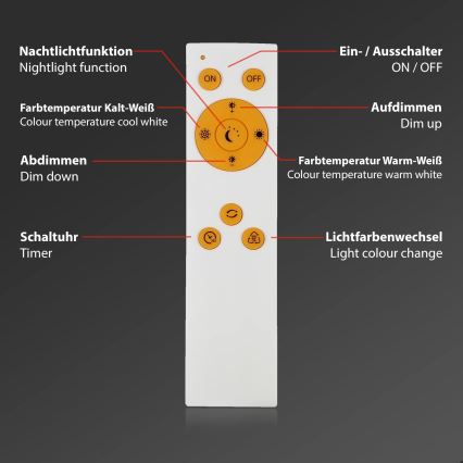 Briloner 3373-016 - STARRY LED Dimmable Ceiling Light LED/15W/230V 3000–6500K Ø 28 cm White + Remote Control