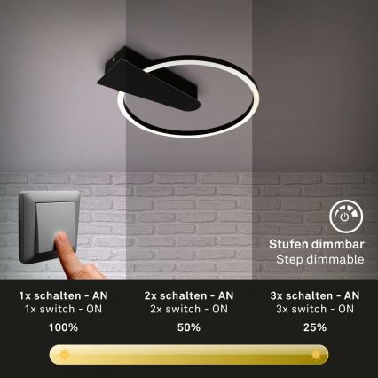 Briloner 3542-015 - LED Dimmable ceiling light NICO LED/12W/230V black