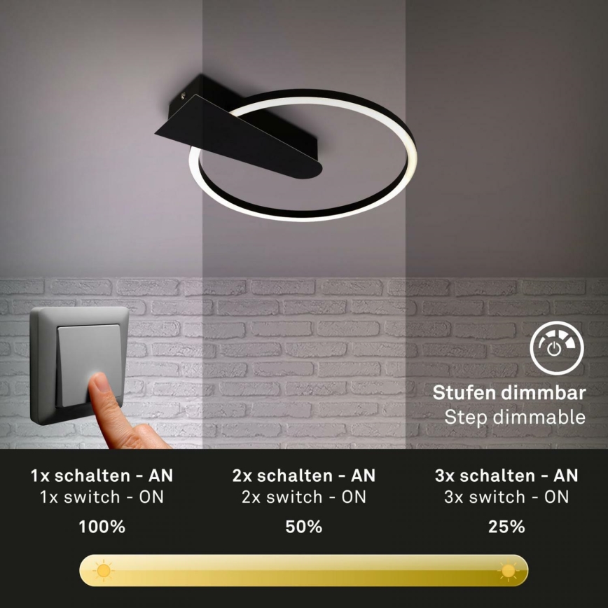 Briloner 3542-015 - LED Dimmable ceiling light NICO LED/12W/230V black