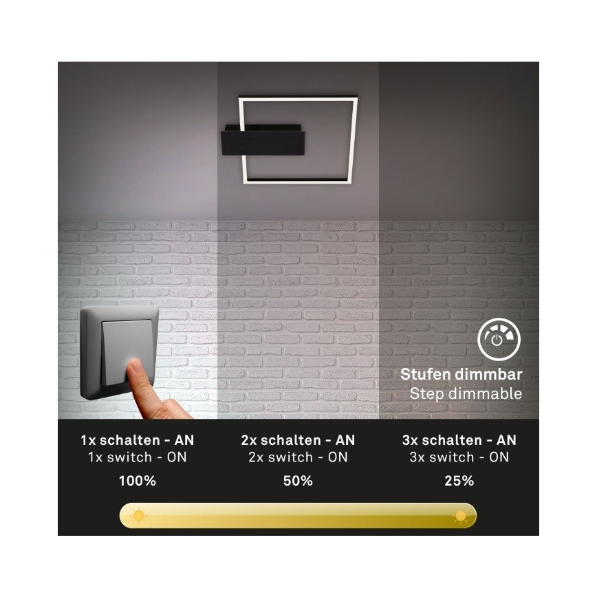 Briloner 3544-015 - LED Dimmable ceiling light NICO LED/12W/230V black