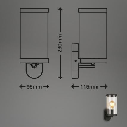 Briloner 3600-015 - Outdoor wall light KAIRO 1xE27/12W/230V IP44 black