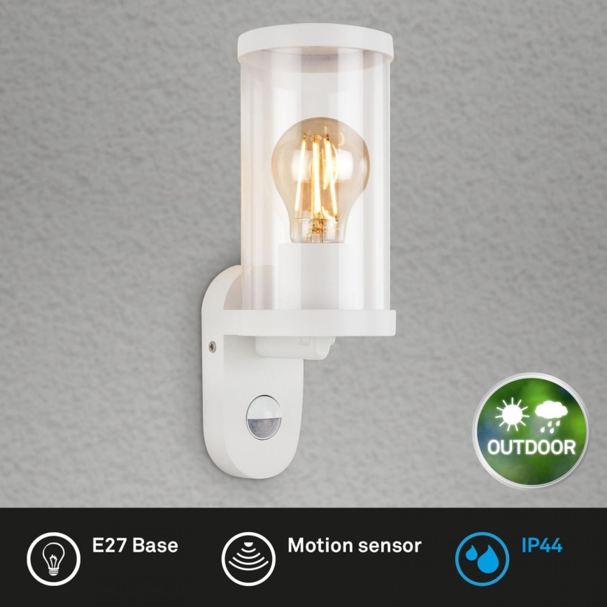 Briloner 3628-016 - Outdoor wall light with a sensor KAIRO 1xE27/12W/230V IP44 white