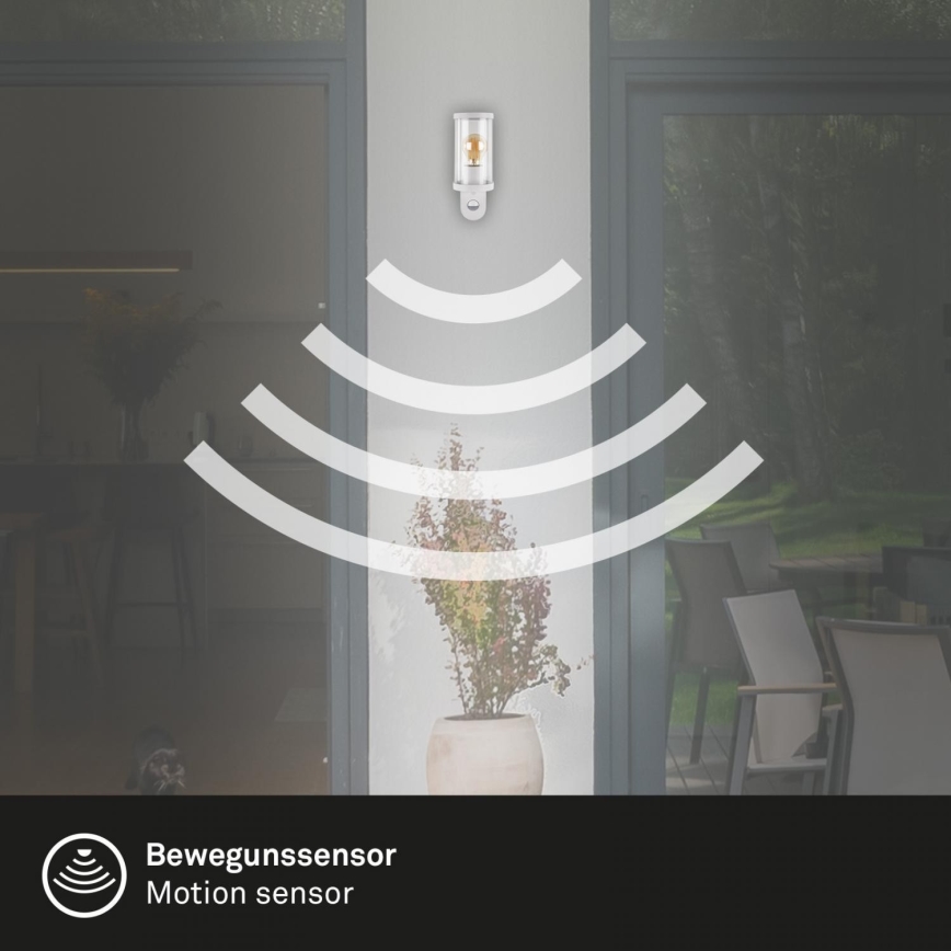 Briloner 3628-016 - Outdoor wall light with a sensor KAIRO 1xE27/12W/230V IP44 white