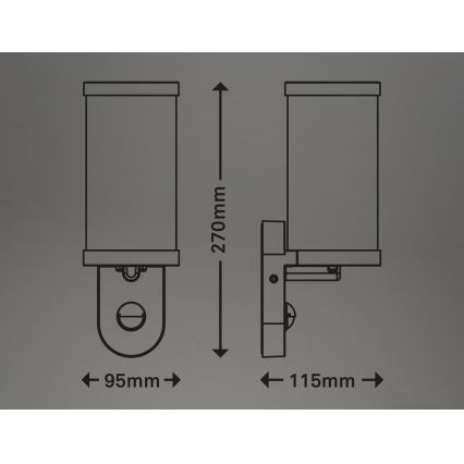 Briloner 3628-016 - Outdoor wall light with a sensor KAIRO 1xE27/12W/230V IP44 white