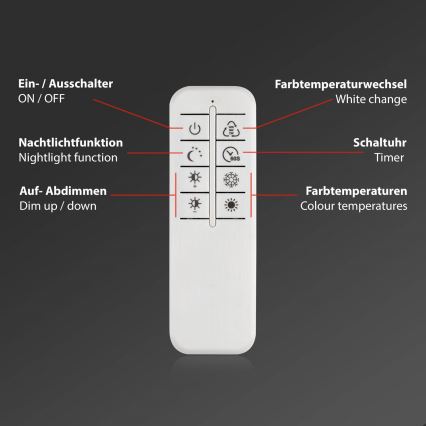 Briloner 3640-012 - LED Dimmable ceiling light LED/25W/230V 2700-6500K + remote control