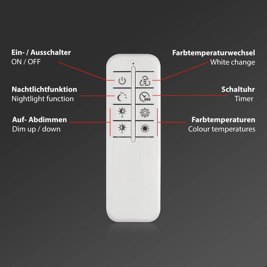 Briloner 3640-012 - LED Dimmable ceiling light LED/25W/230V 2700-6500K + remote control