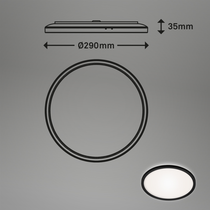 Briloner 3642-415 - LED Bathroom ceiling light SLIM LED/19W/230V d. 29 cm IP44 black