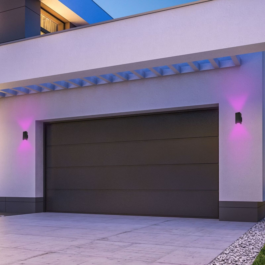 Briloner 3675-025 - LED RGBW Dimmable outdoor wall light 2xLED/8,5W/230V 3000-6500K Wi-Fi Tuya IP44 black