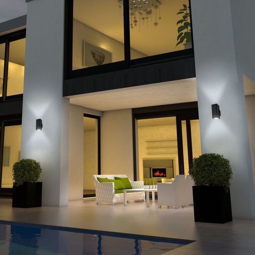 Briloner 3675-025 - LED RGBW Dimmable outdoor wall light 2xLED/8,5W/230V 3000-6500K Wi-Fi Tuya IP44 black