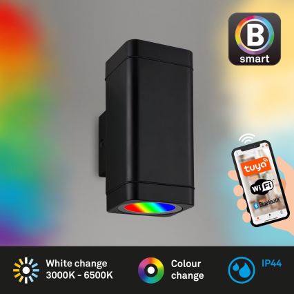 Briloner 3675-025 - LED RGBW Dimmable outdoor wall light 2xLED/8,5W/230V 3000-6500K Wi-Fi Tuya IP44 black