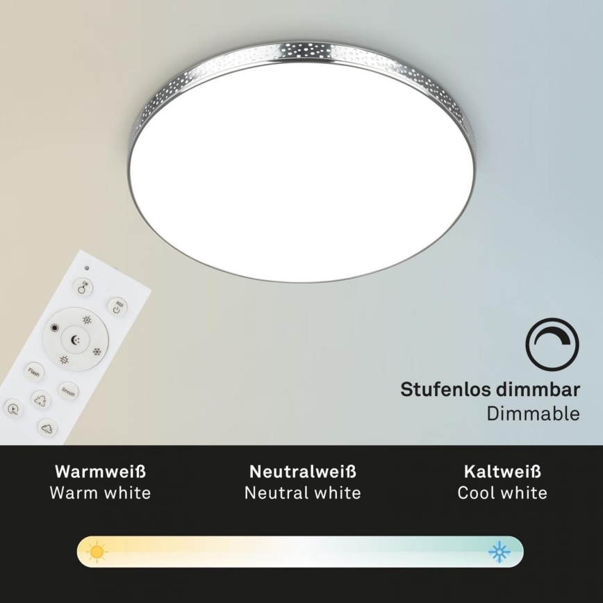 Briloner 3679-018 - LED RGB Dimmable bathroom ceiling light MAGA LED/18,5W/230V 3000-6500K d. 35,5 cm + remote control