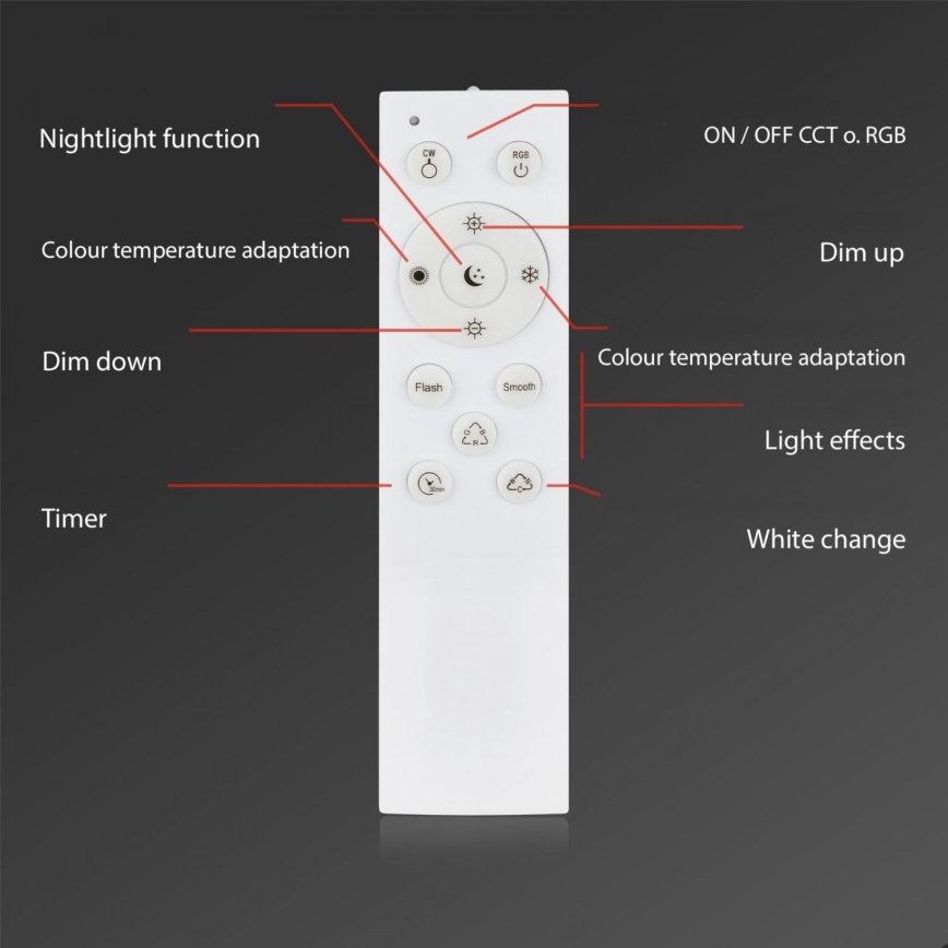 Briloner 3679-018 - LED RGB Dimmable bathroom ceiling light MAGA LED/18,5W/230V 3000-6500K d. 35,5 cm + remote control