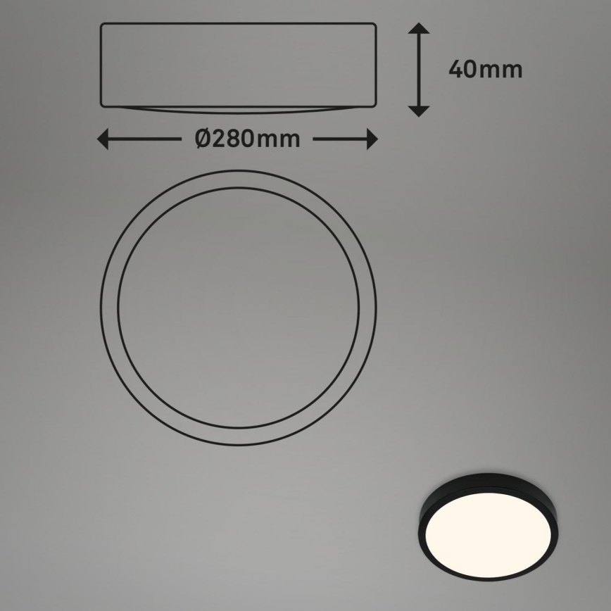 Briloner 3700-015 - LED Ceiling light RUNA LED/16W/230V 3000K d. 28 cm black