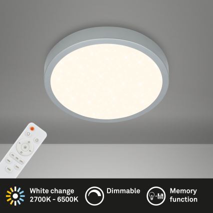 Briloner 3701-014 - LED Dimmable ceiling light RUNA LED/18W/230V 2700-6500K silver + remote control