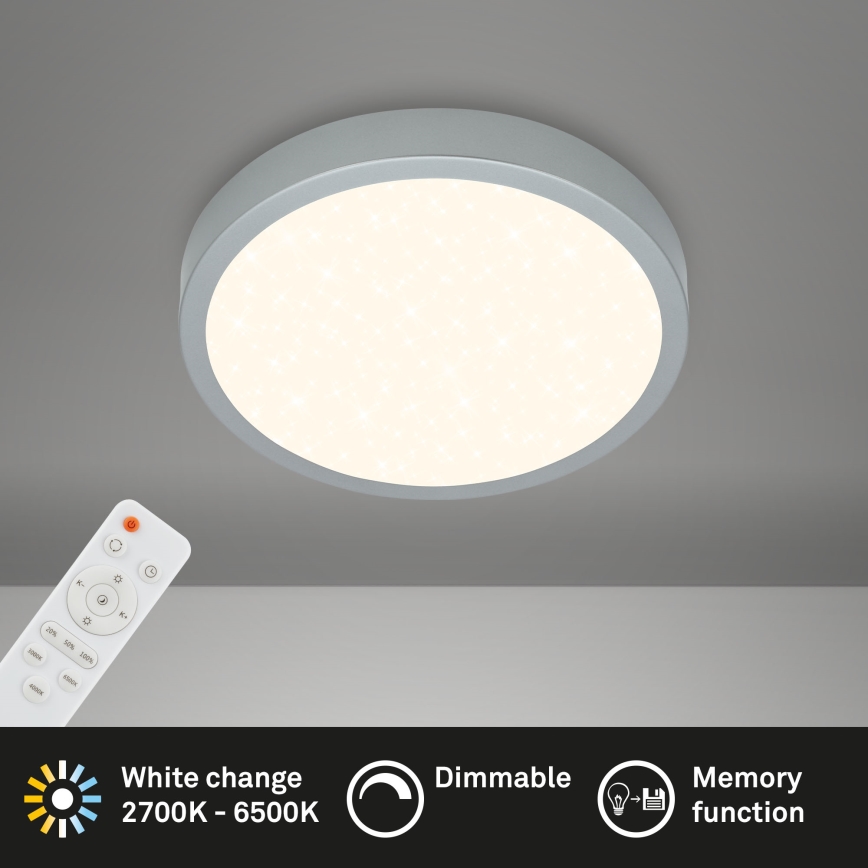 Briloner 3701-014 - LED Dimmable ceiling light RUNA LED/18W/230V 2700-6500K silver + remote control