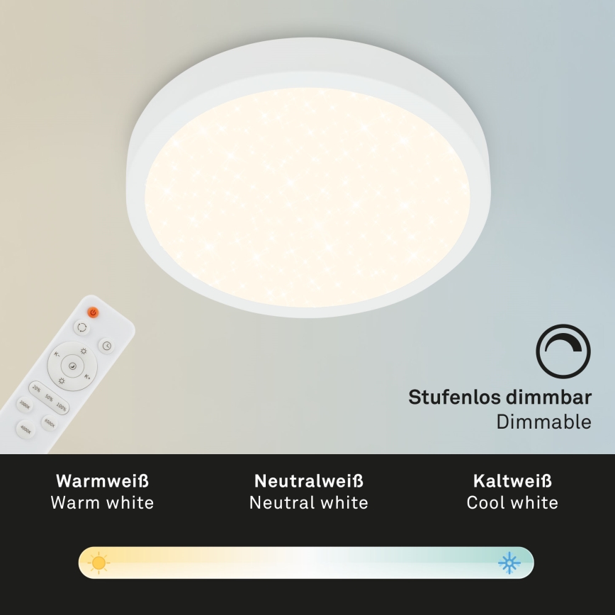 Briloner 3701-016 - LED Dimmable ceiling light RUNA LED/18W/230V 2700-6500K white + remote control