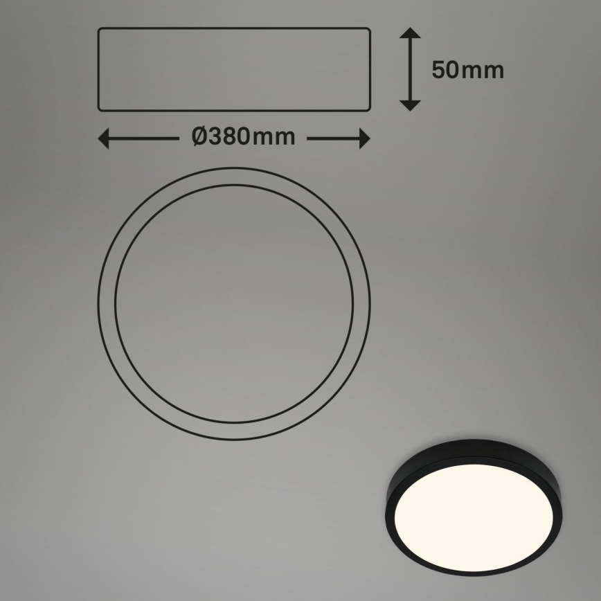 Briloner 3703-015 - LED Ceiling light RUNA LED/24W/230V 3000K d. 38 cm black