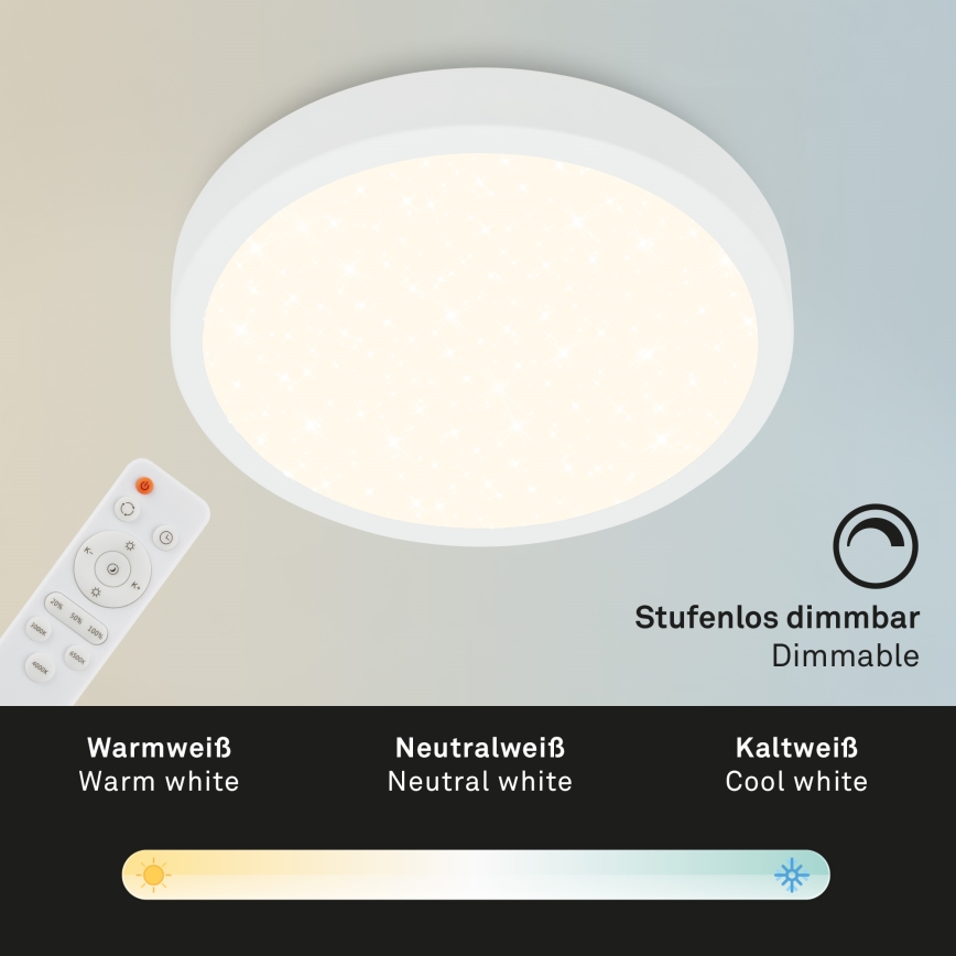 Briloner 3704-016 - LED Dimmable ceiling light RUNA LED/22W/230V 2700-6500K white + remote control