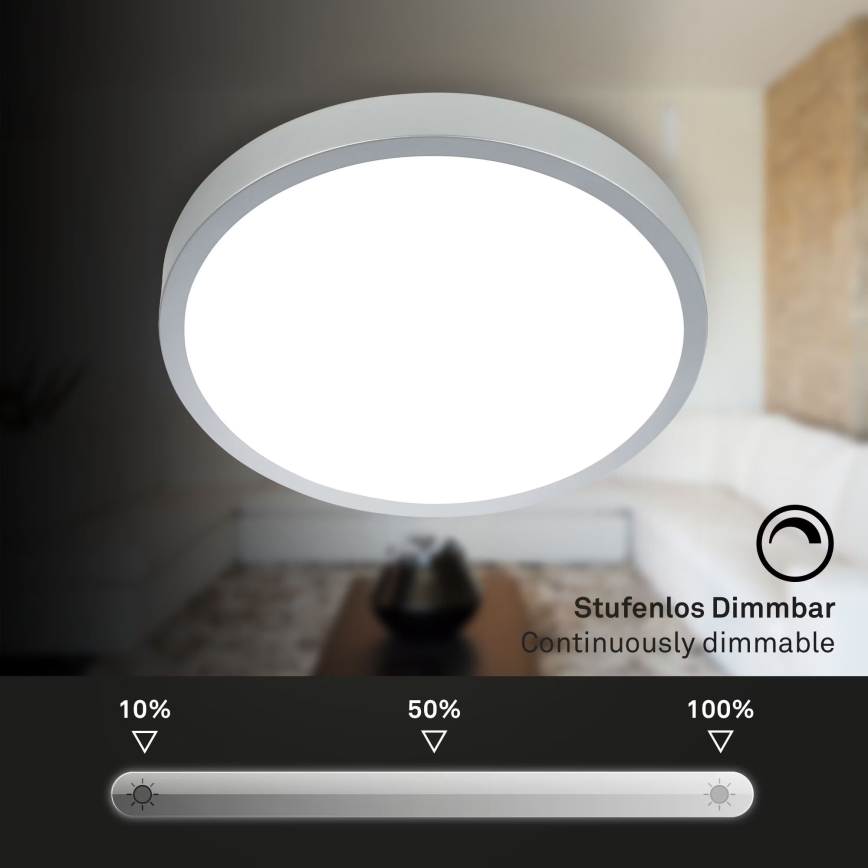 Briloner 3709-014 - LED RGBW Dimmable ceiling light LED/22W/230V 4000K d. 38 cm silver + remote control