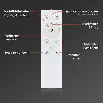Briloner 3709-014 - LED RGBW Dimmable ceiling light LED/22W/230V 4000K d. 38 cm silver + remote control