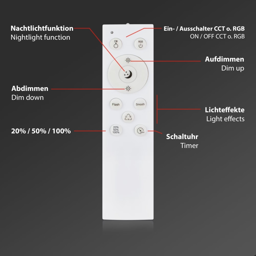 Briloner 3709-014 - LED RGBW Dimmable ceiling light LED/22W/230V 4000K d. 38 cm silver + remote control