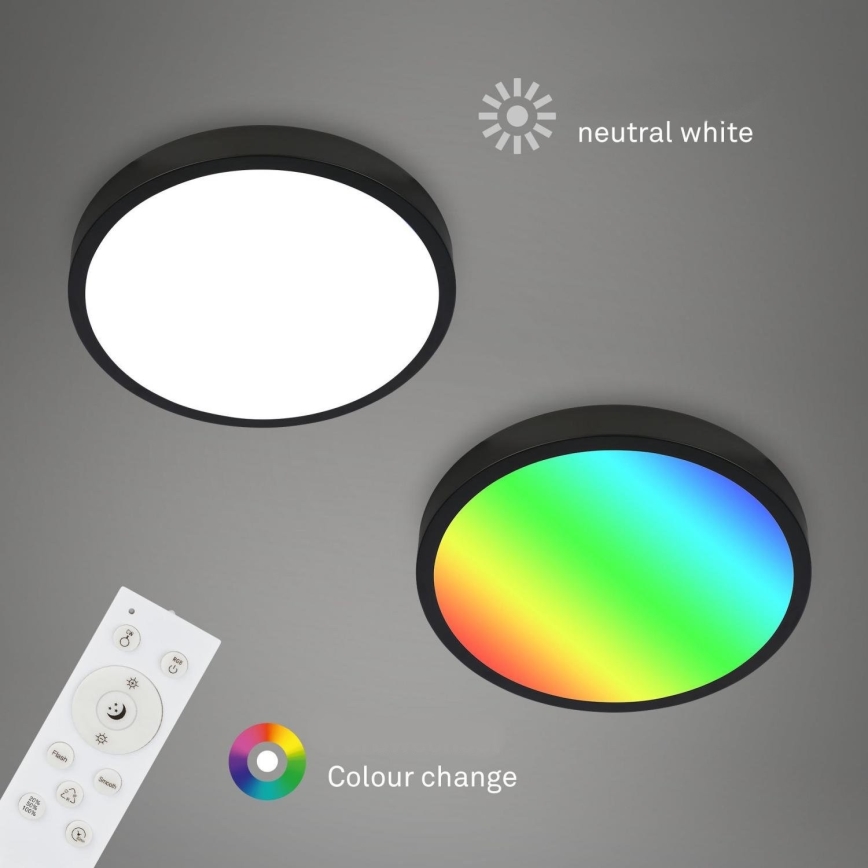 Briloner 3709-015 - LED RGBW Dimmable ceiling light LED/22W/230V 4000K d. 38 cm black + remote control