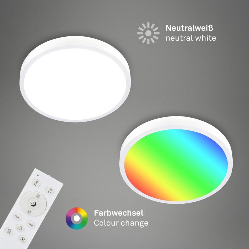 Briloner 3709-016 - LED RGBW Dimmable ceiling light LED/22W/230V 4000K d. 38 cm white + remote control