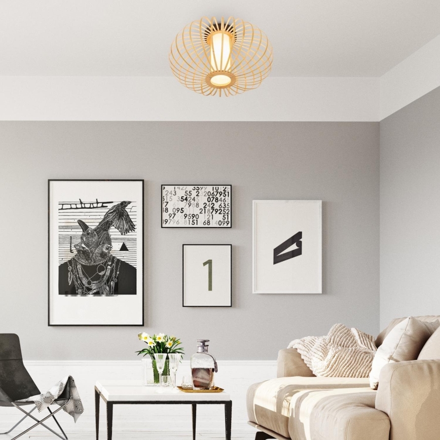 Briloner 3759011 - Ceiling light 1xE27/10W/230V d. 40 cm bamboo