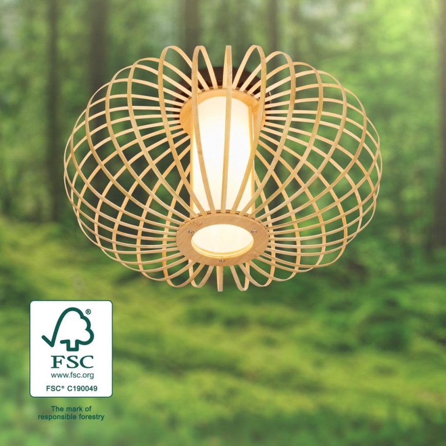 Briloner 3759011 - Ceiling light 1xE27/10W/230V d. 40 cm bamboo