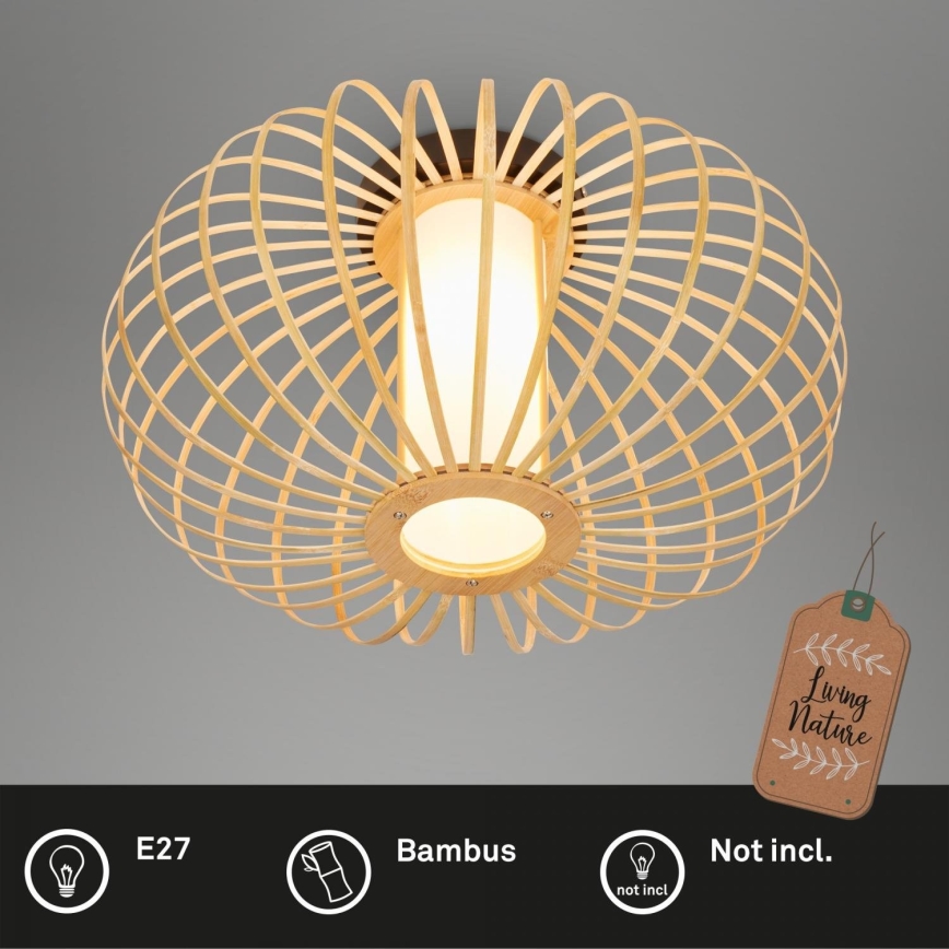 Briloner 3759011 - Ceiling light 1xE27/10W/230V d. 40 cm bamboo